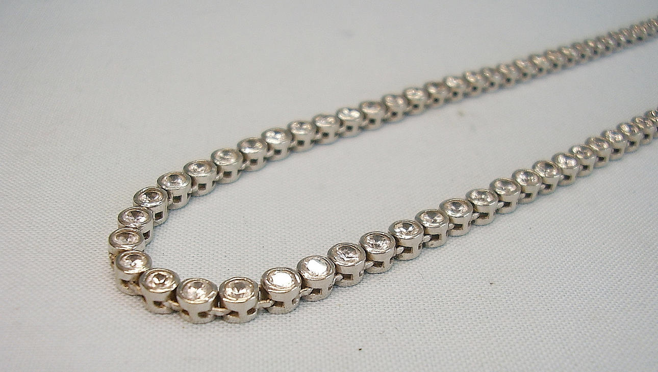 SILBER COLLIER STRASS-COLLIER, Silber 925.
