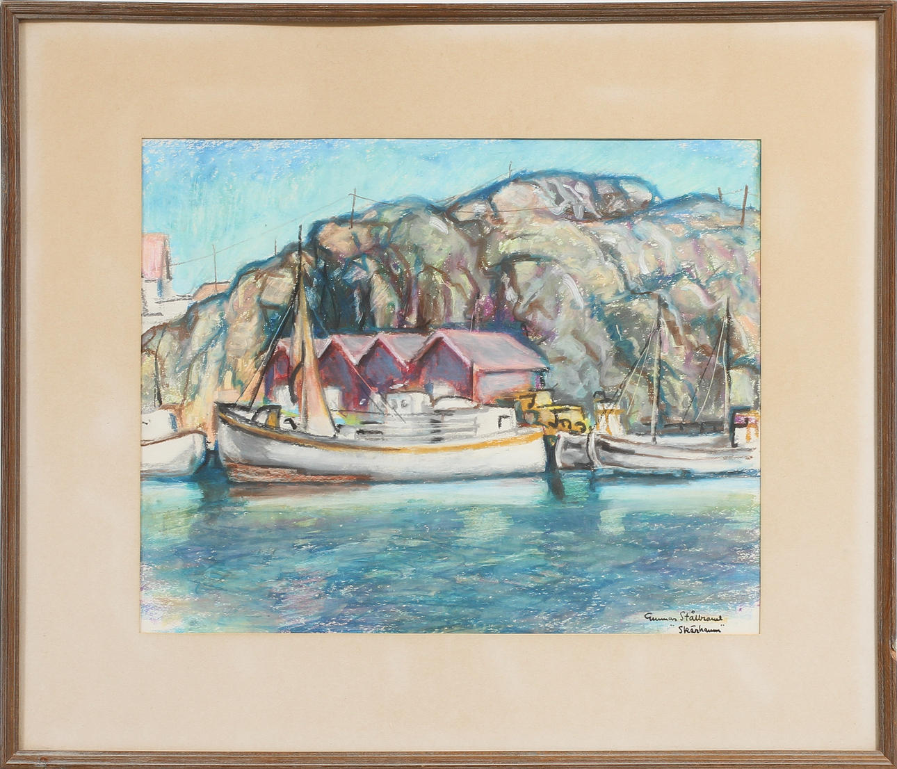 GUNNAR STÅLBRAND. "Skärhamn", pastell, signerad.