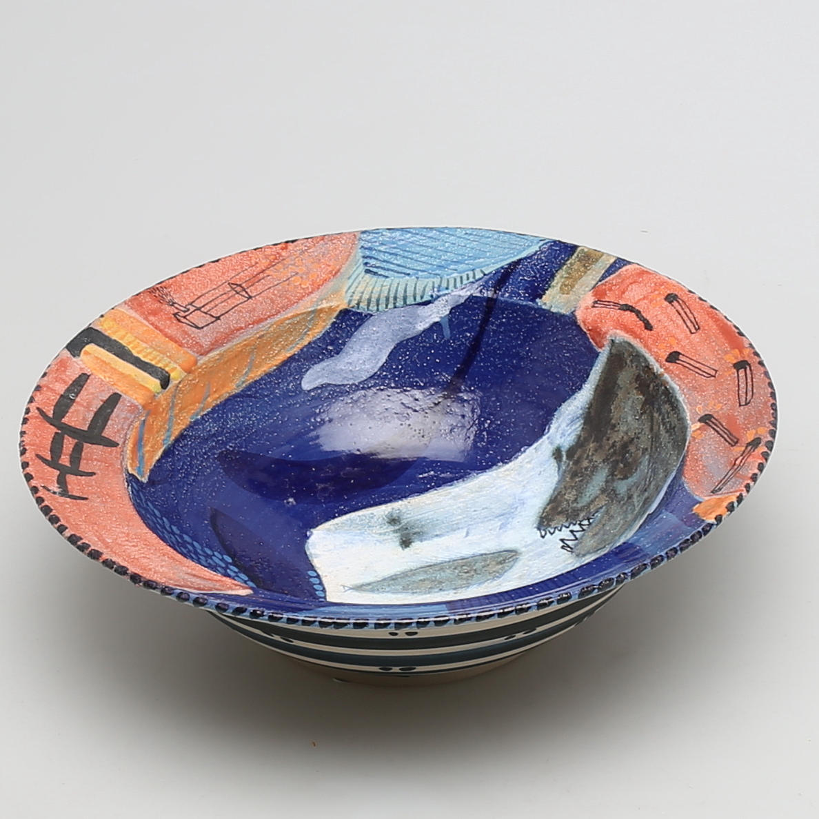 SKÅL i stengods, "Jag äter upp dig..." Herman Fogelin, signerad Fogelin.