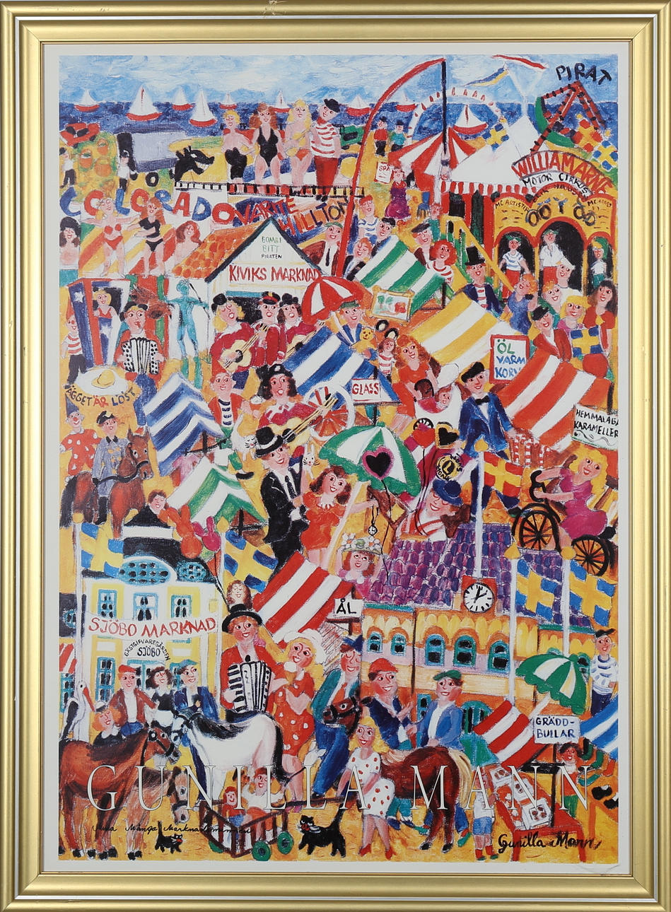 GUNILLA MANN. "Mina många marknadsdrömmar, affisch.