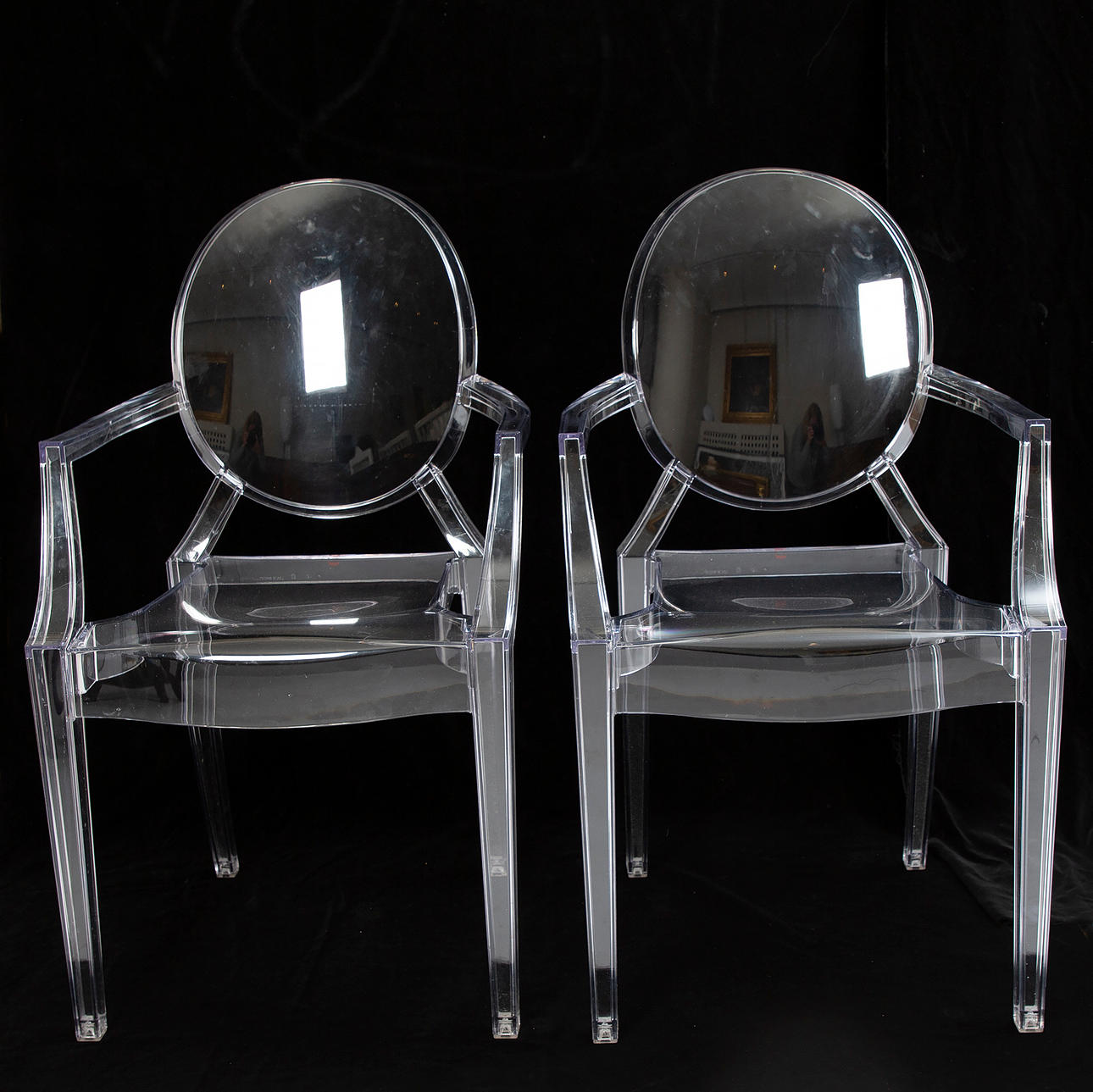 PHILIPPE STARK. karmstolar, 2 st, "Louis Ghost", Kartell.