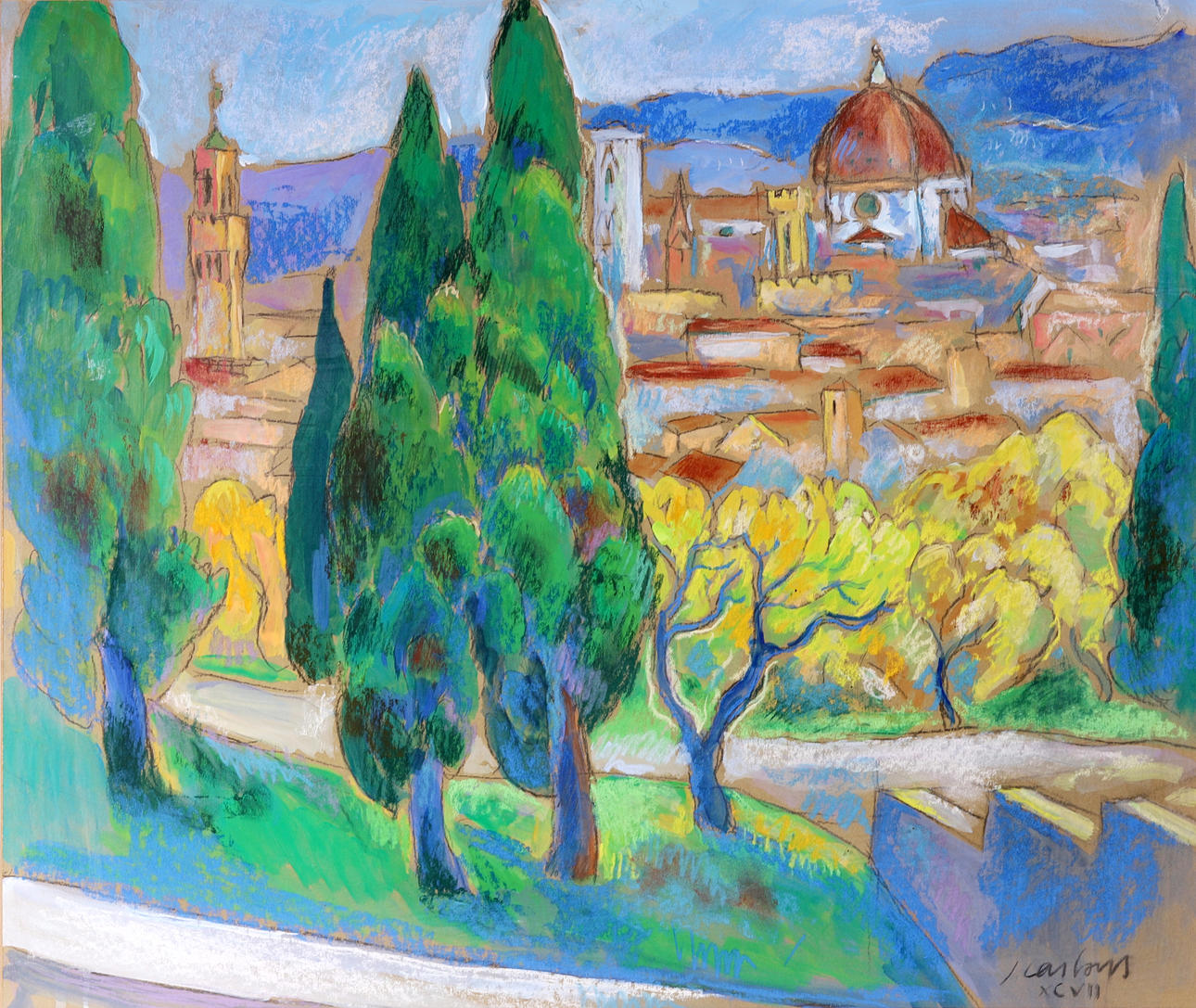JAUME CARBONELL CASTELL. FLORENCE, MIXED TECHNIQUE ON PAPER.