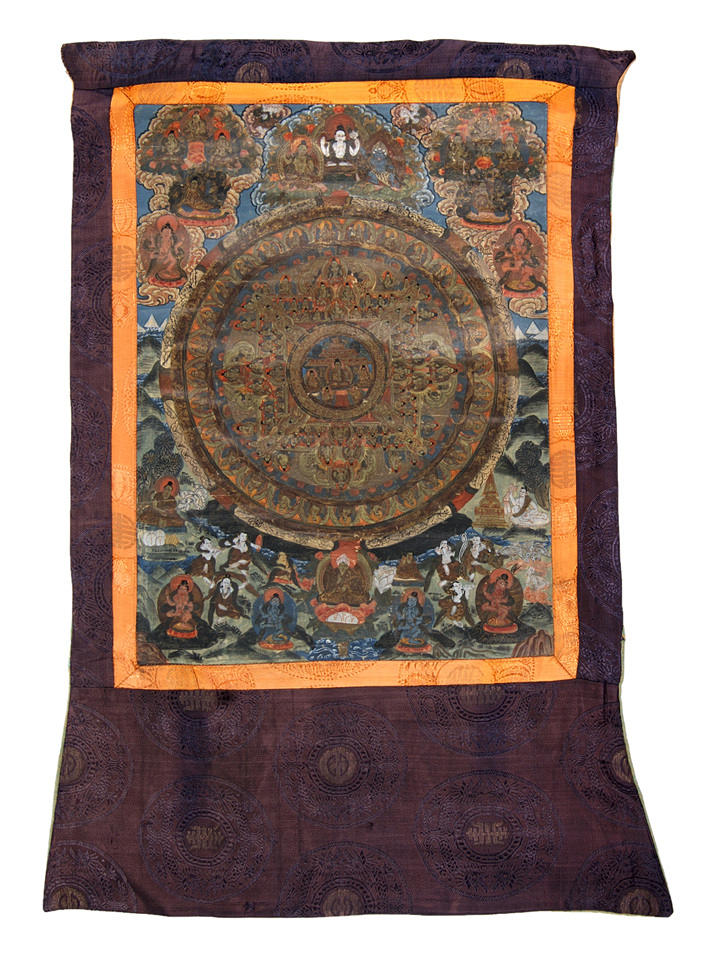 THANGKA, PAPPER/TYG. Troligen 1800-tal. nepal.