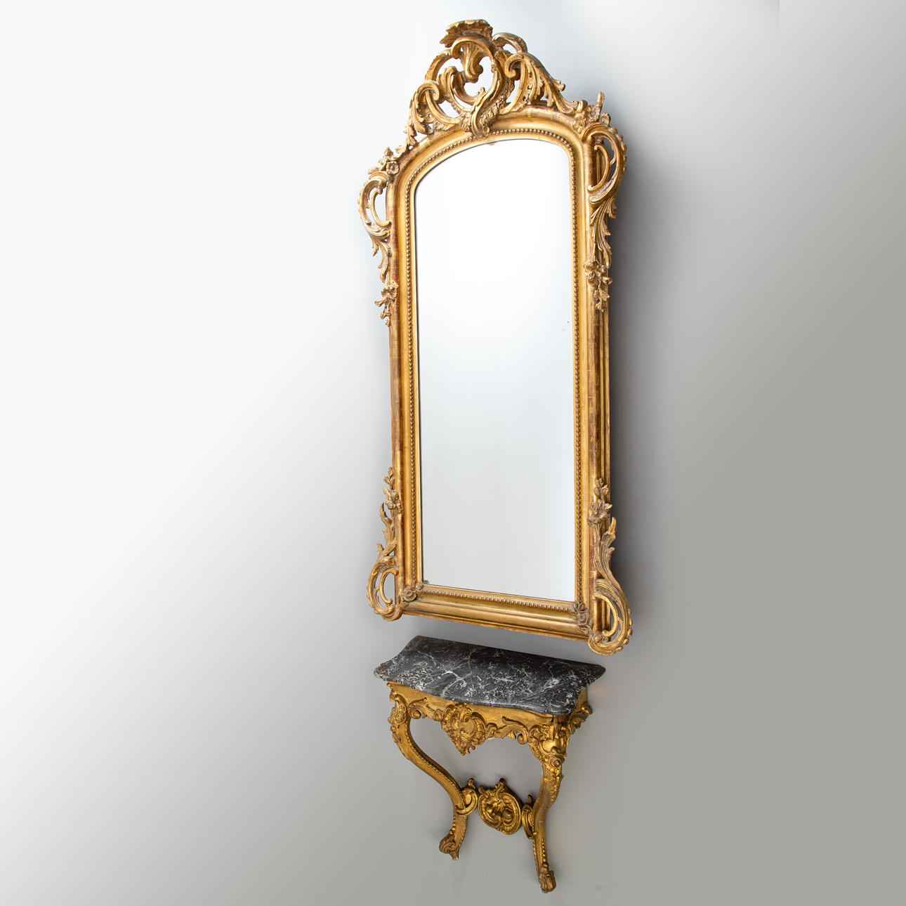 A large Neo-Rococo mirror with matching console, France, 19th century ...