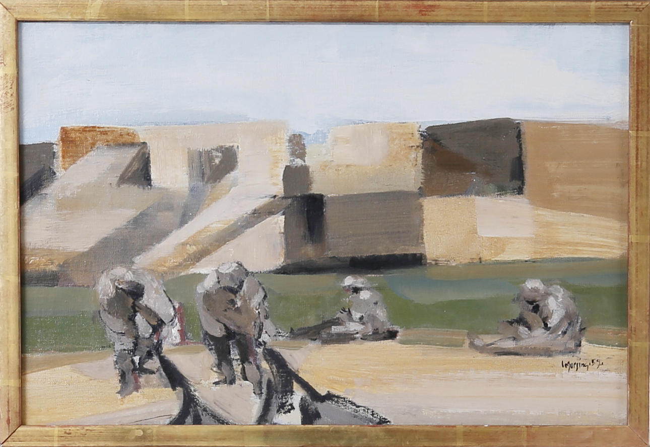 IVAR MORSING. "Arbete med näten", Olja på duk, signerad och daterad, I Morsing -59.