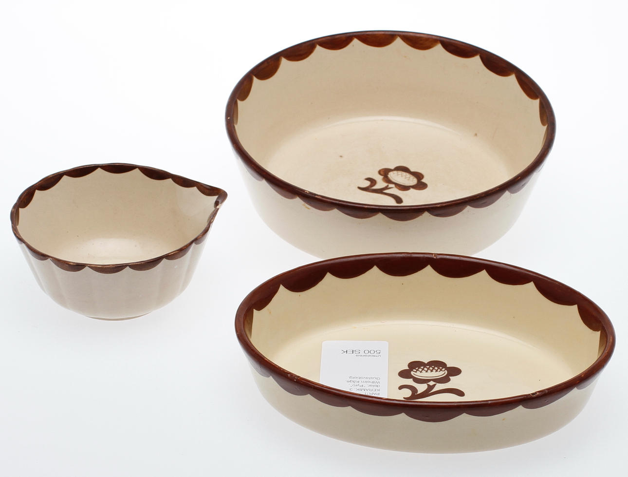 PARTI KERAMIK, 3 delar, "Pyro", Wilhelm Kåge, Gustavsberg.