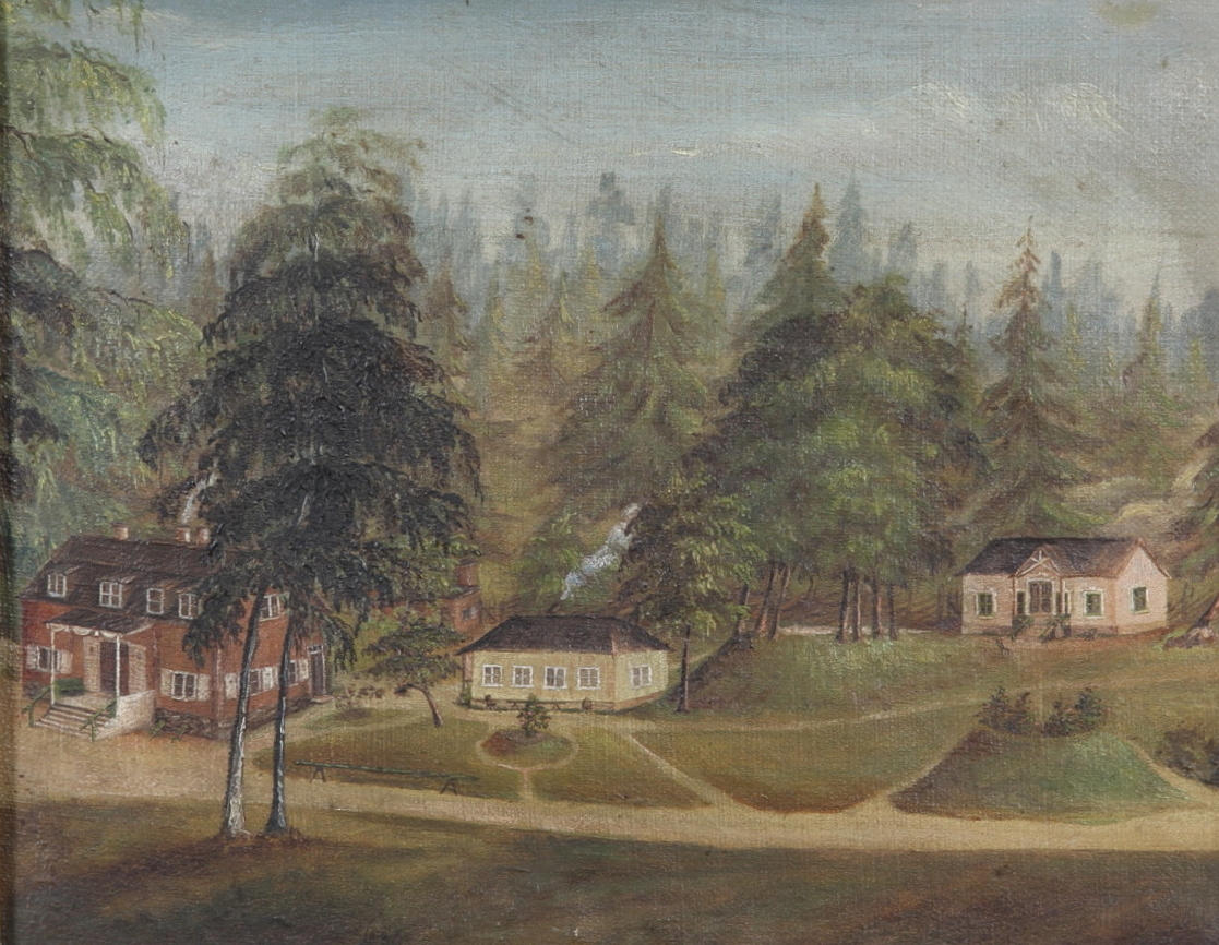 OKÄND KONSTNÄR. olja på duk, naivistiskt landskap, 1800/1900-tal.