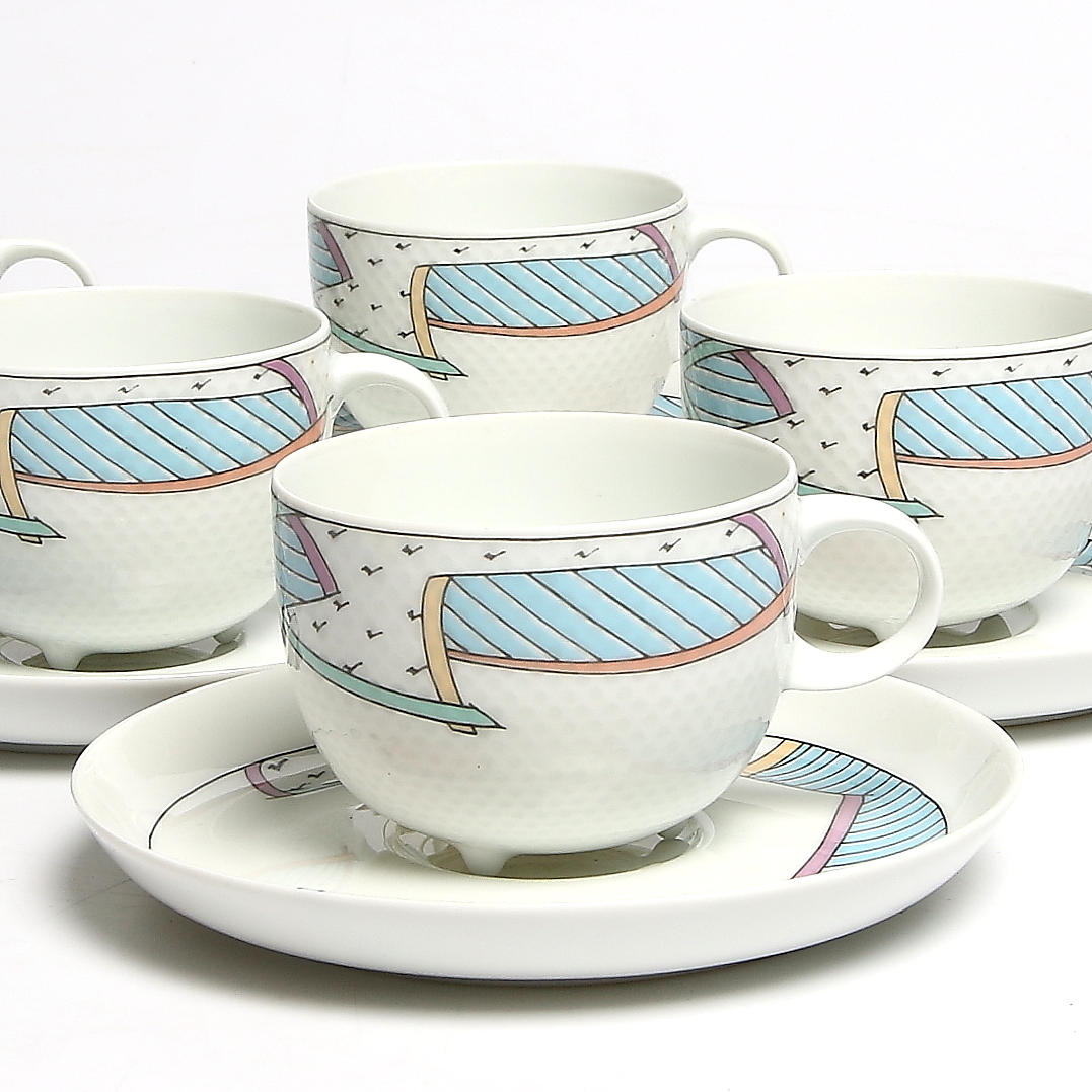 KAFFESERVIS, 11 delar. porslin, "New Wave", Wirkkala / Hafner. Rosenthal.