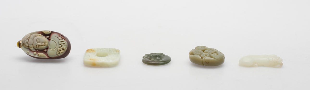 STENARBETEN, 5 st, ostindiska, bl.a. snusflaska.