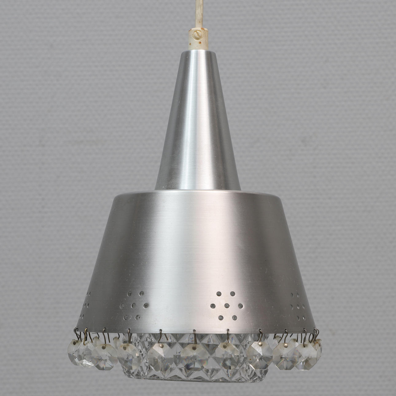 WINDOW LAMP, aluminum & glass, with prisms.