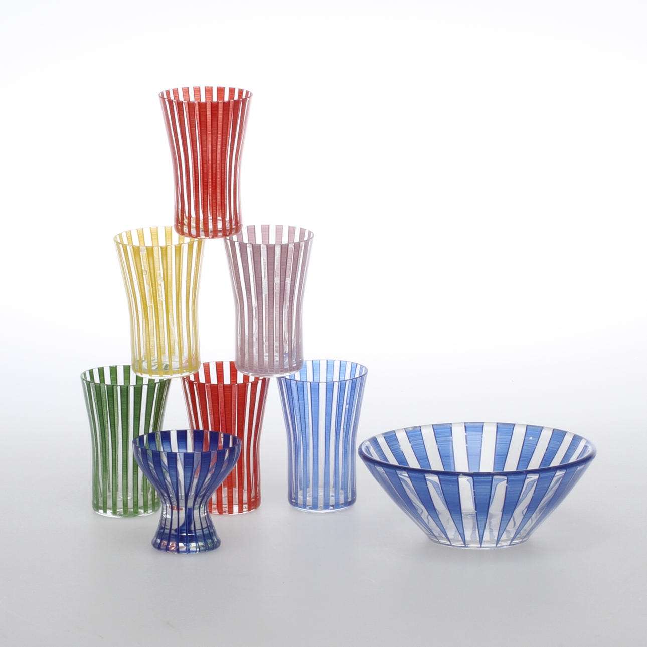 BENGT ORUP. Glas, 8 delar, "Strikt", Johansfors, 1900-talets mitt.