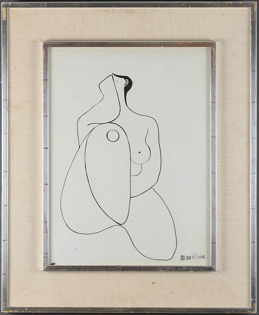 JOSE MARIA DE SERVIN. Kvinnostudie, tusch, signerad.