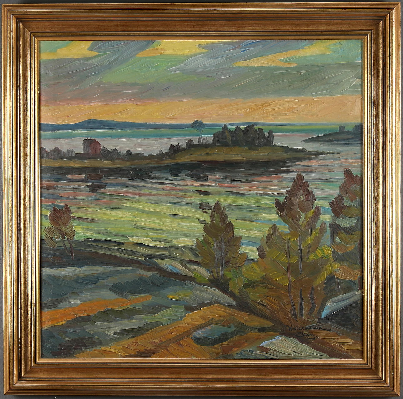 WALDEMAR BERG. Naturmotiv, olja på duk, signerad.