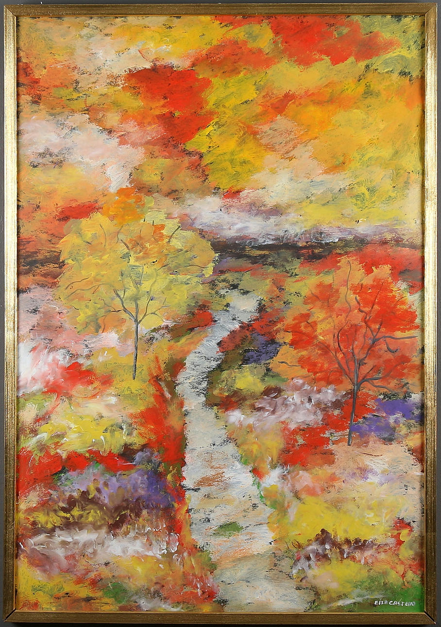 ELSA CASTELLO. Höstmotiv, gouache på papper, signerad.