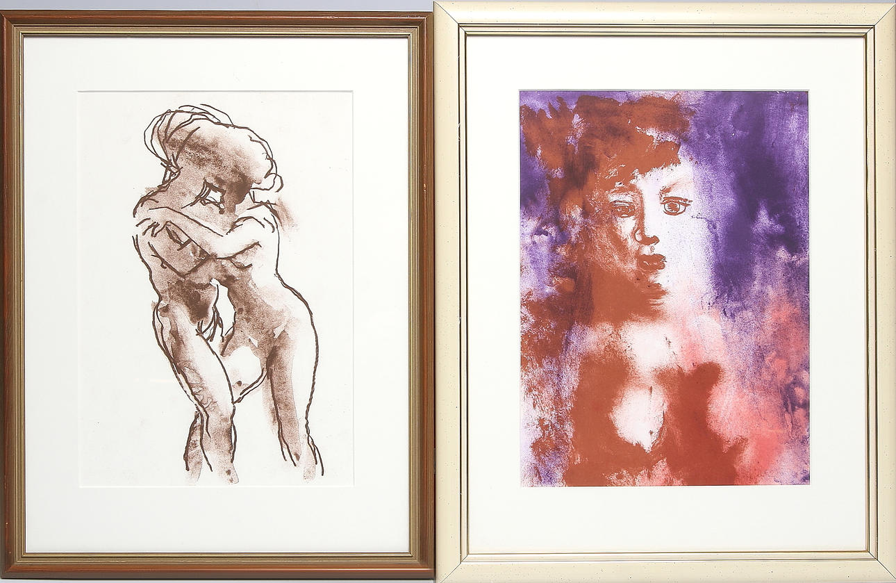 PETER DAHL. 2 st figurkompositioner, litografier, ej signerade.