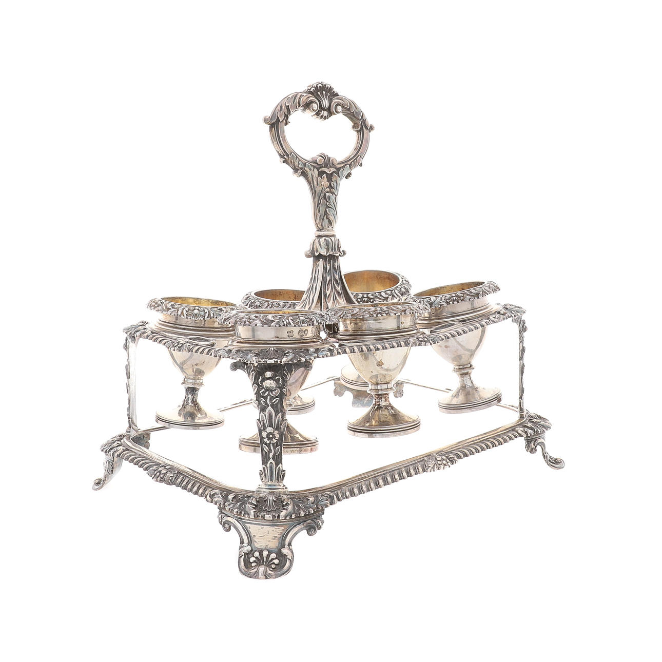 EN GEORGE IV SILVER ÄGG CRUET.