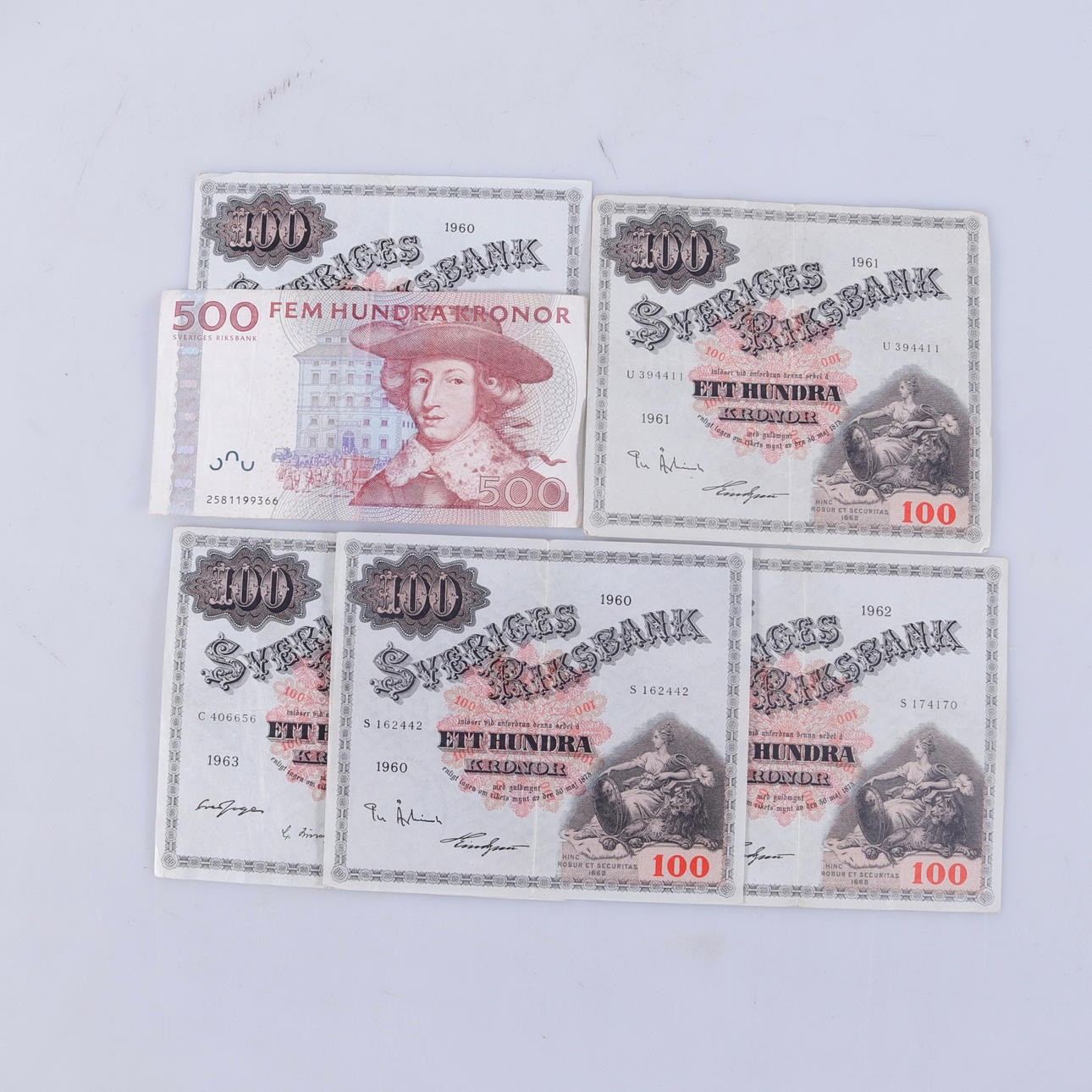 BANKNOTES, seated Svea SEK 100, 1960s.