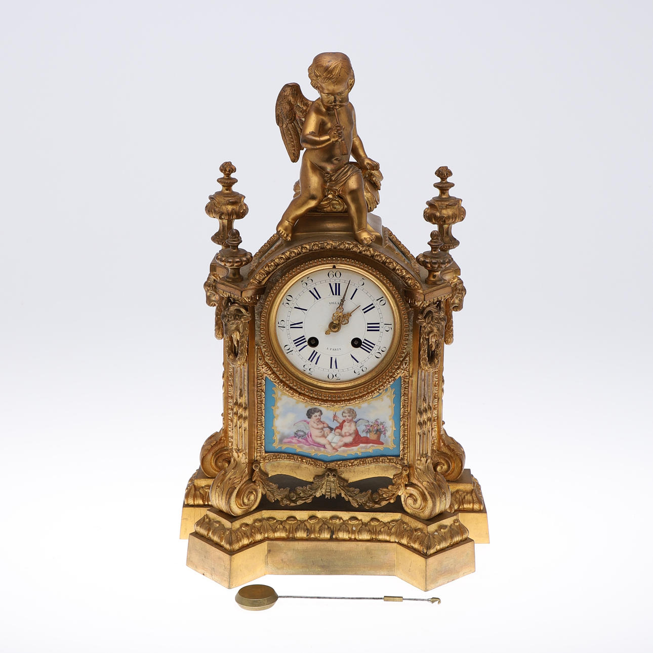 A 19TH FRENCH PORCELAIN MOUNTED MANTEL CLOCK. Clocks & Watches - Mantel ...