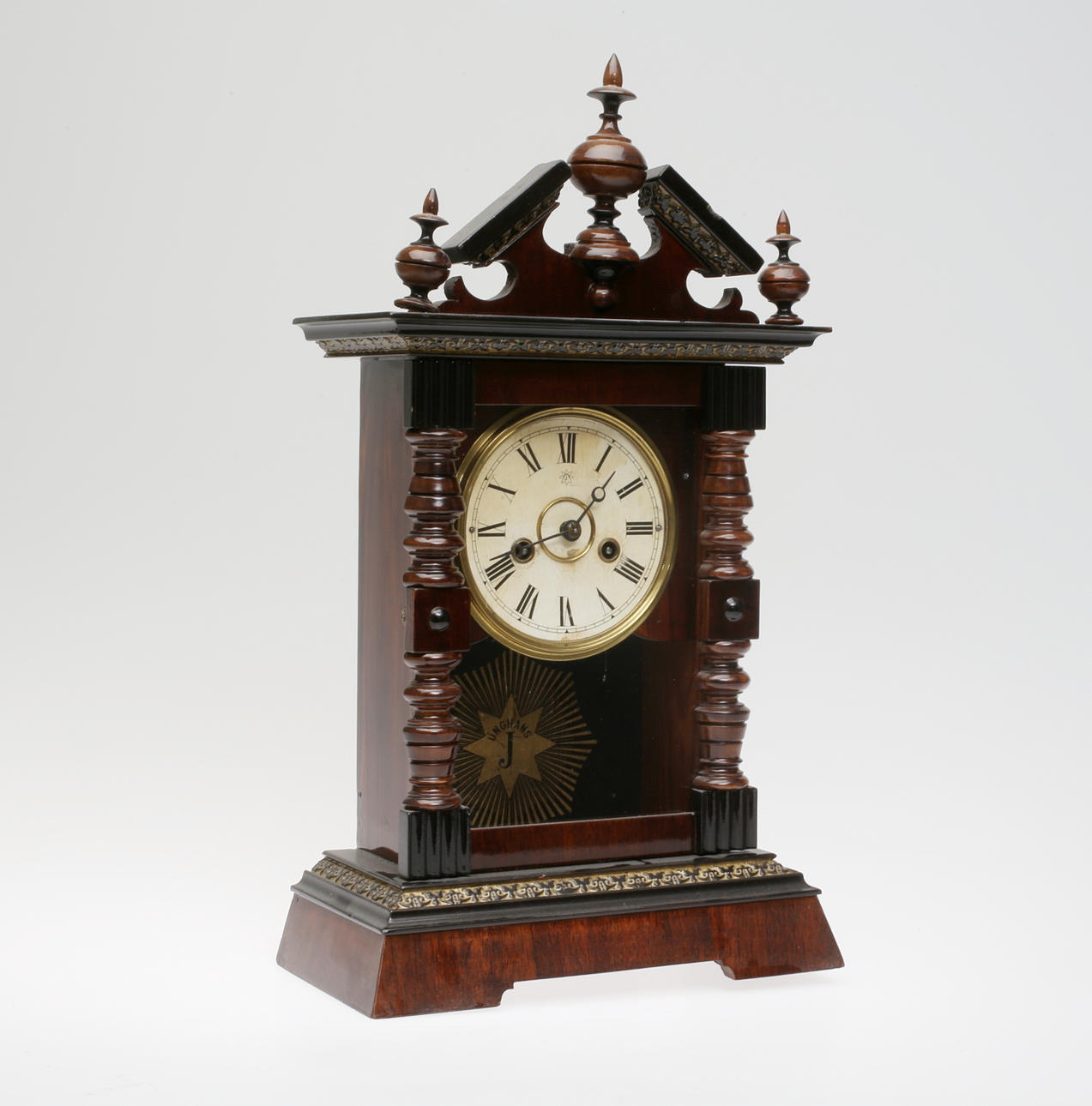 TABLE CLOCK, mahogany, neo-renaissance style, 18 / 1900s.