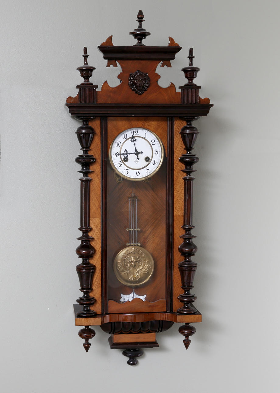 VÄGGKLOCKA,1900-tal, mahogny.