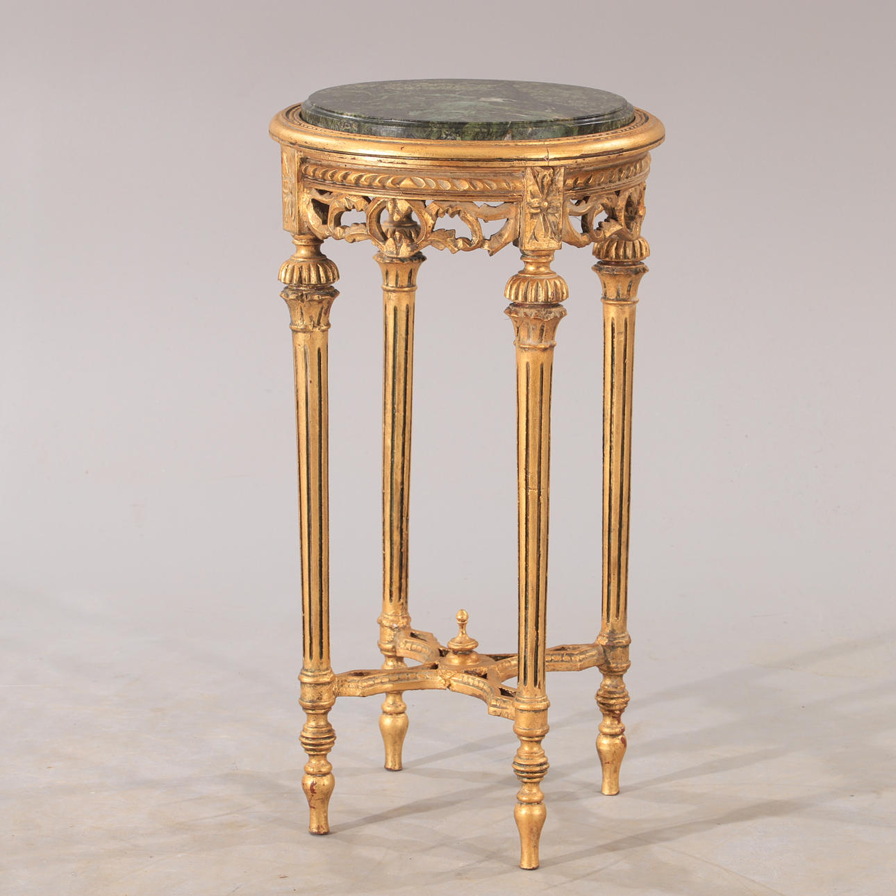 TABLE, gilded with marble top, 20th century.