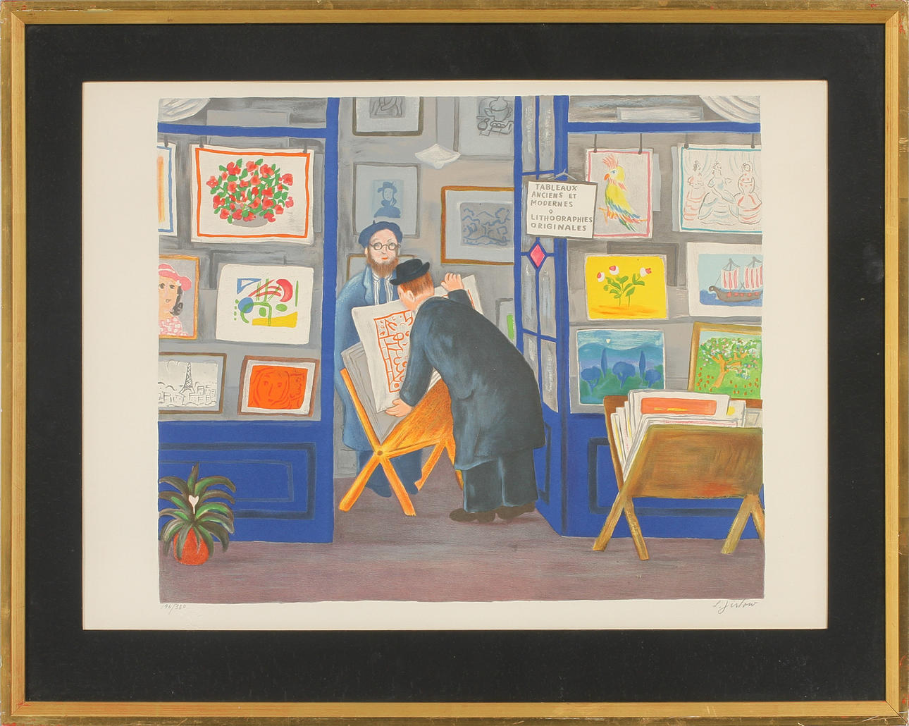 LENNART JIRLOW. "Konsthandlaren", färglitografi, signerad och numrerad 196/380.