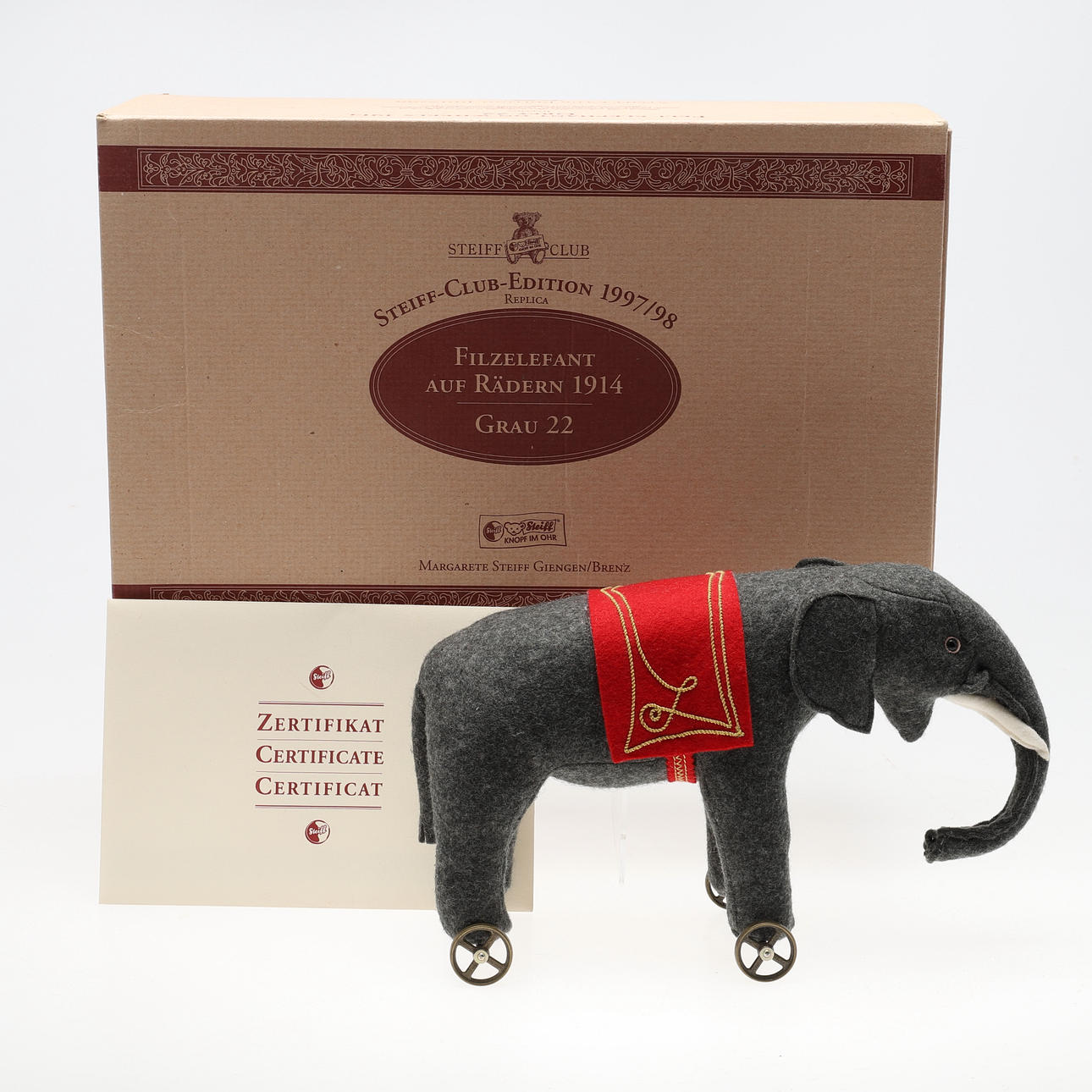A STEIFF ELEPHANT.