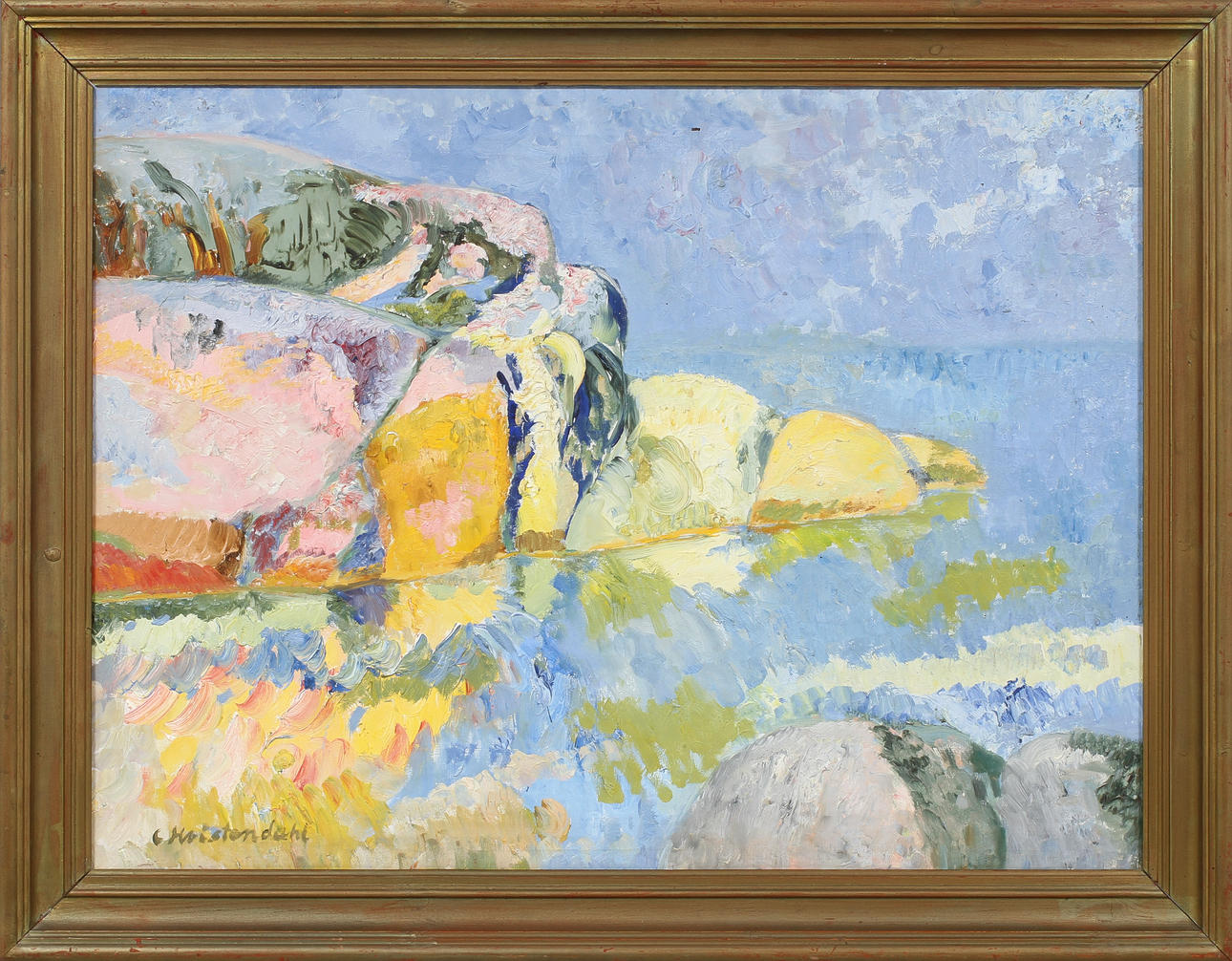 CARSTEN HVISTENDAHL. Kustbild, olja på duk, signerad.