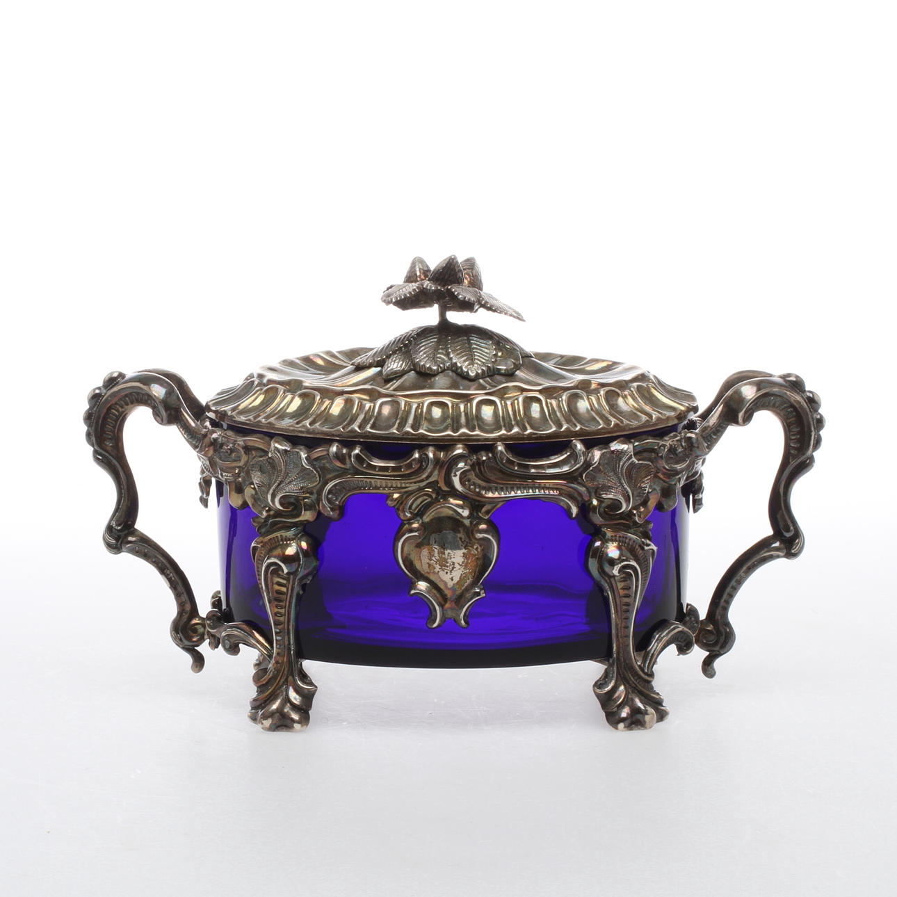 SOCKERSKIN, silver med glasinsats, Alphonse Debain Frankrike, 1900-talets första del.