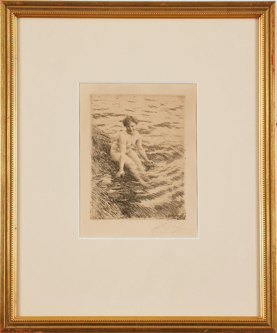 ANDERS ZORN. "Wet", etching, plate size 15.5 x 11.5 cm.