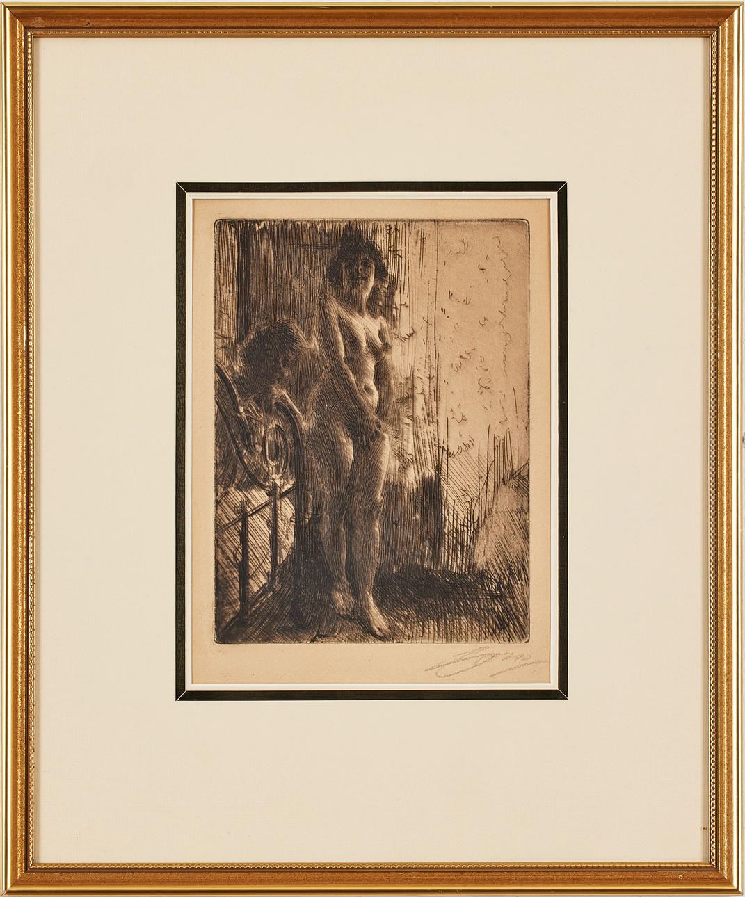 ANDERS ZORN. "Dark corner", etching, plate size 20 x 15 cm.