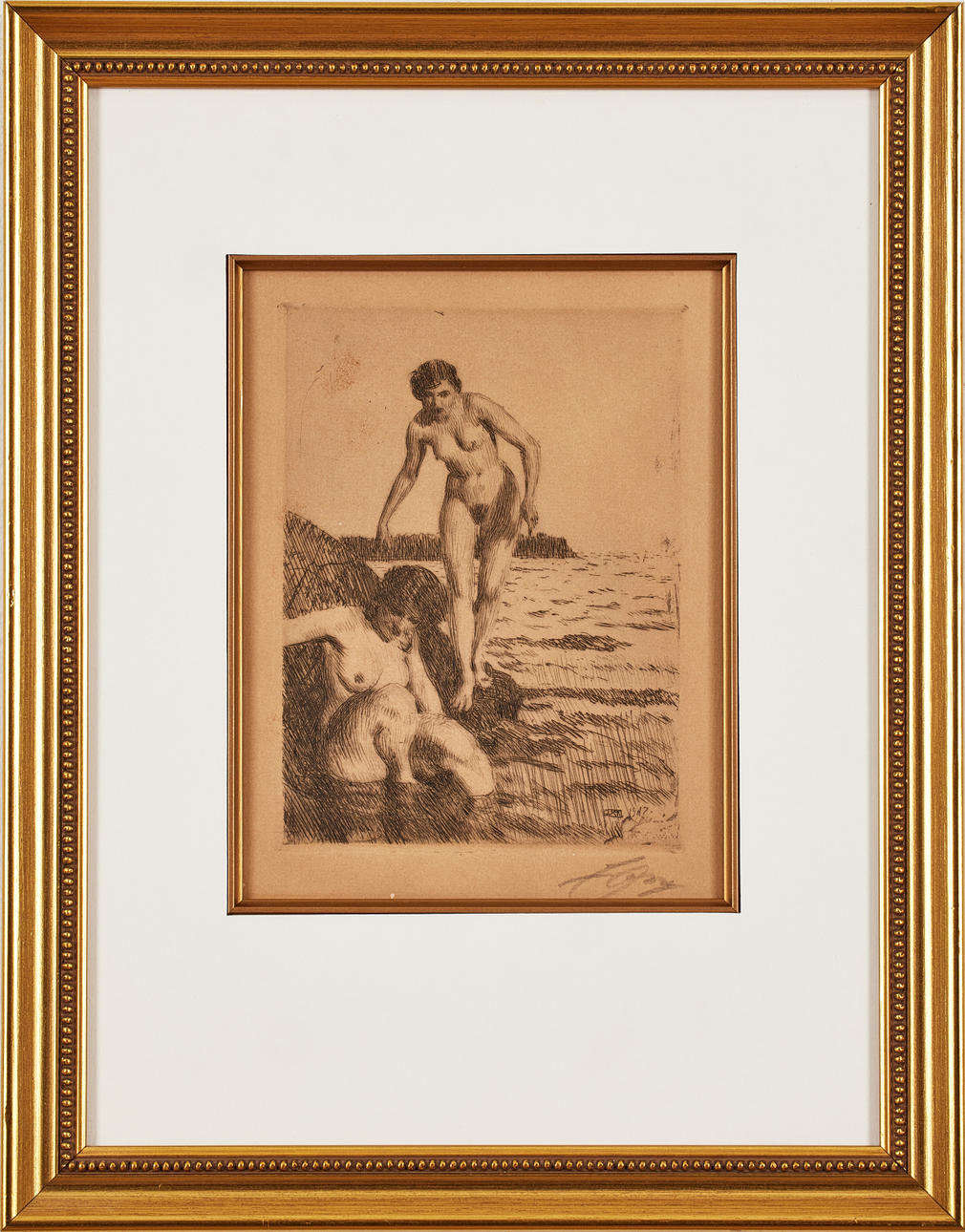 ANDERS ZORN. "On Hemsö", etching, plate size 19.4 x 14 cm.