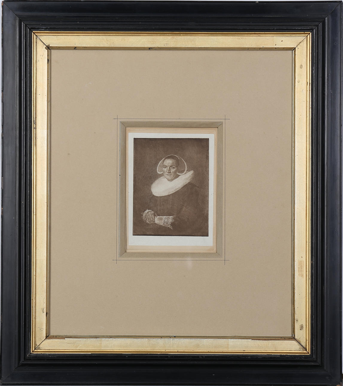 OIDENTIFIERAD KONSTNÄR. Damporträtt. Etsning, osignerad.