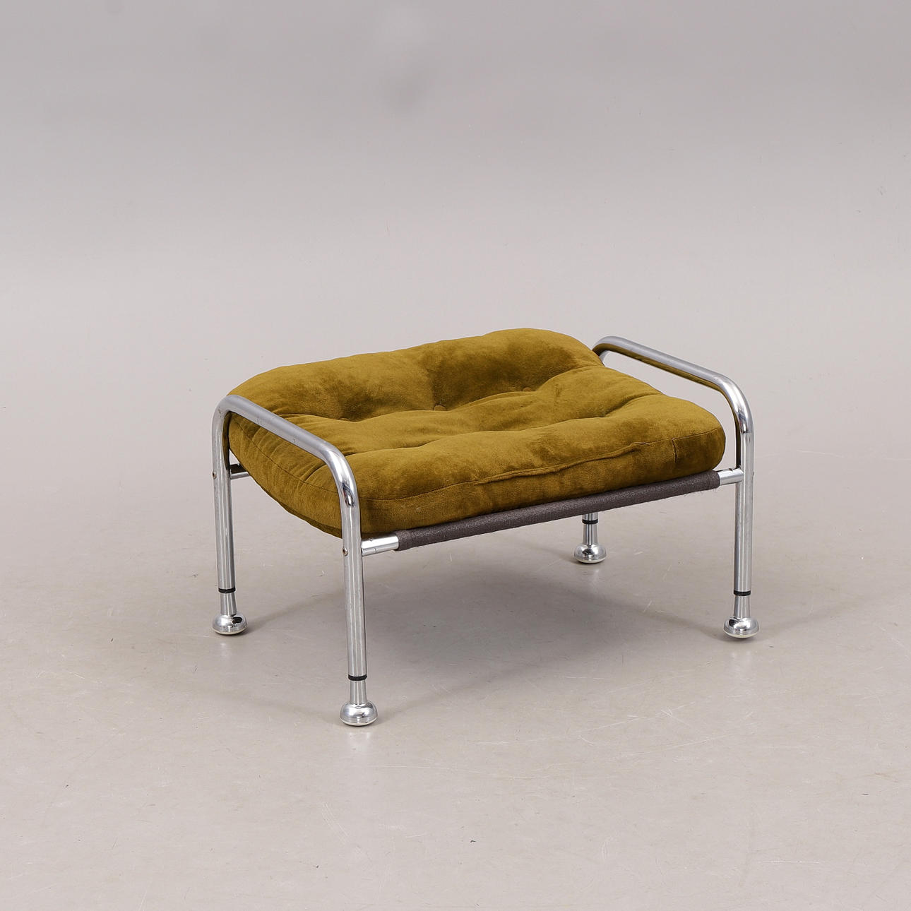 FOOTStool, chrome frame, 1970s.