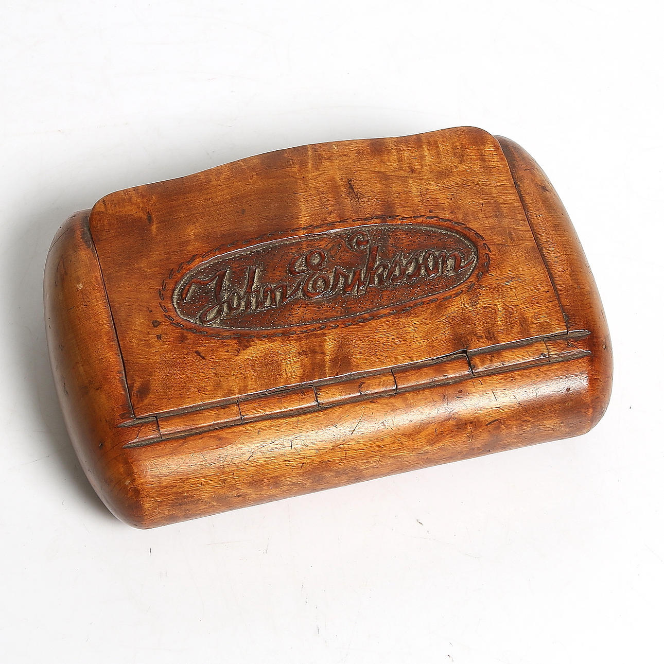 SNUSDOSA/ASK, märkt John Eriksson, 1800-tal.