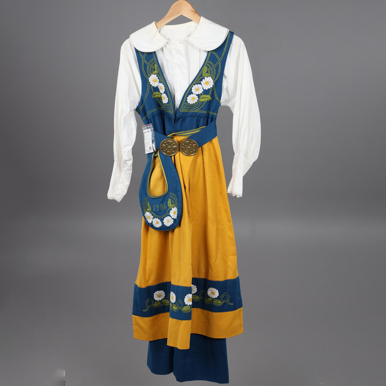 swedish embroidered dress White Premium Rayon Zari Embroidered Anarkali Suit Set with main image 1