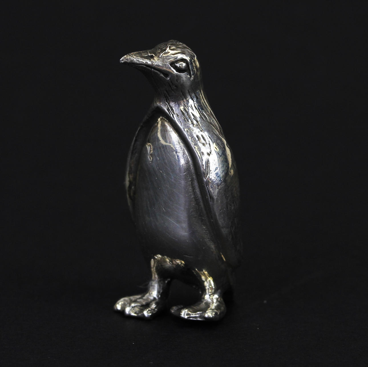 MINIATYR SILVER PINGVIN FIGUR.