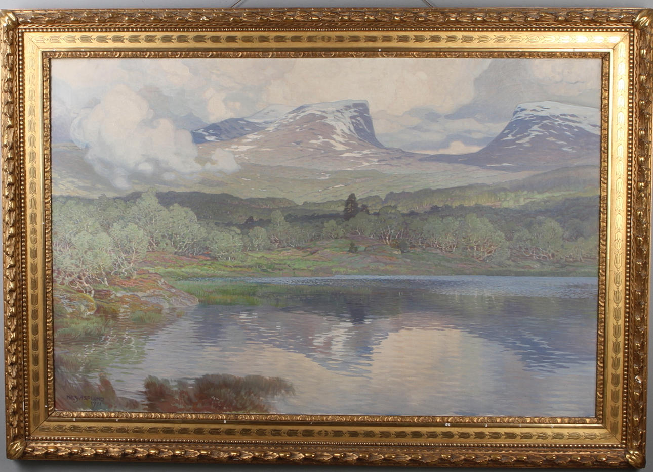 NILS ASPLUND. fjällandskap, olja på duk, signerad samt daterad 1914.