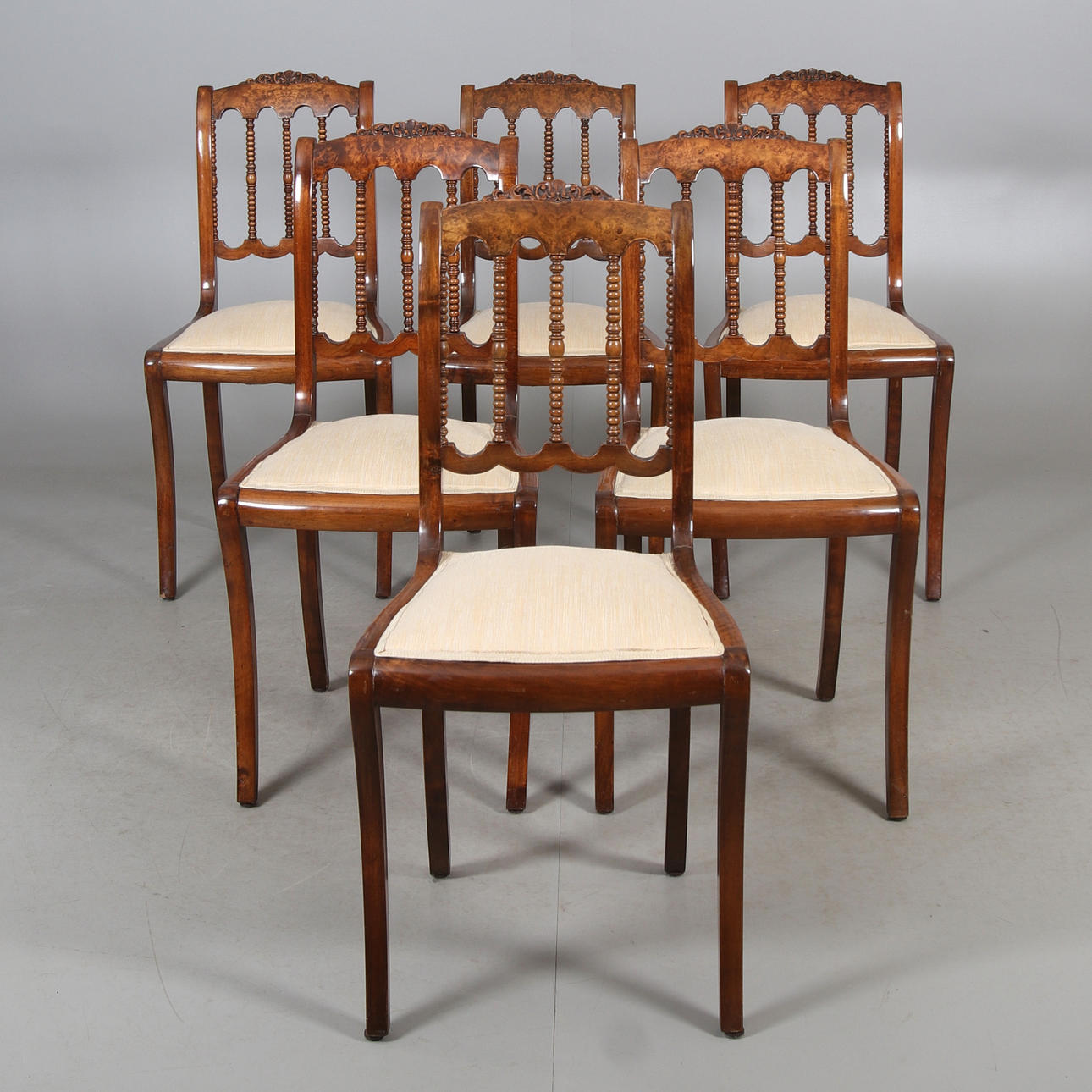 SILLAS, 6 uds, alrot, imperio, 18/1900.