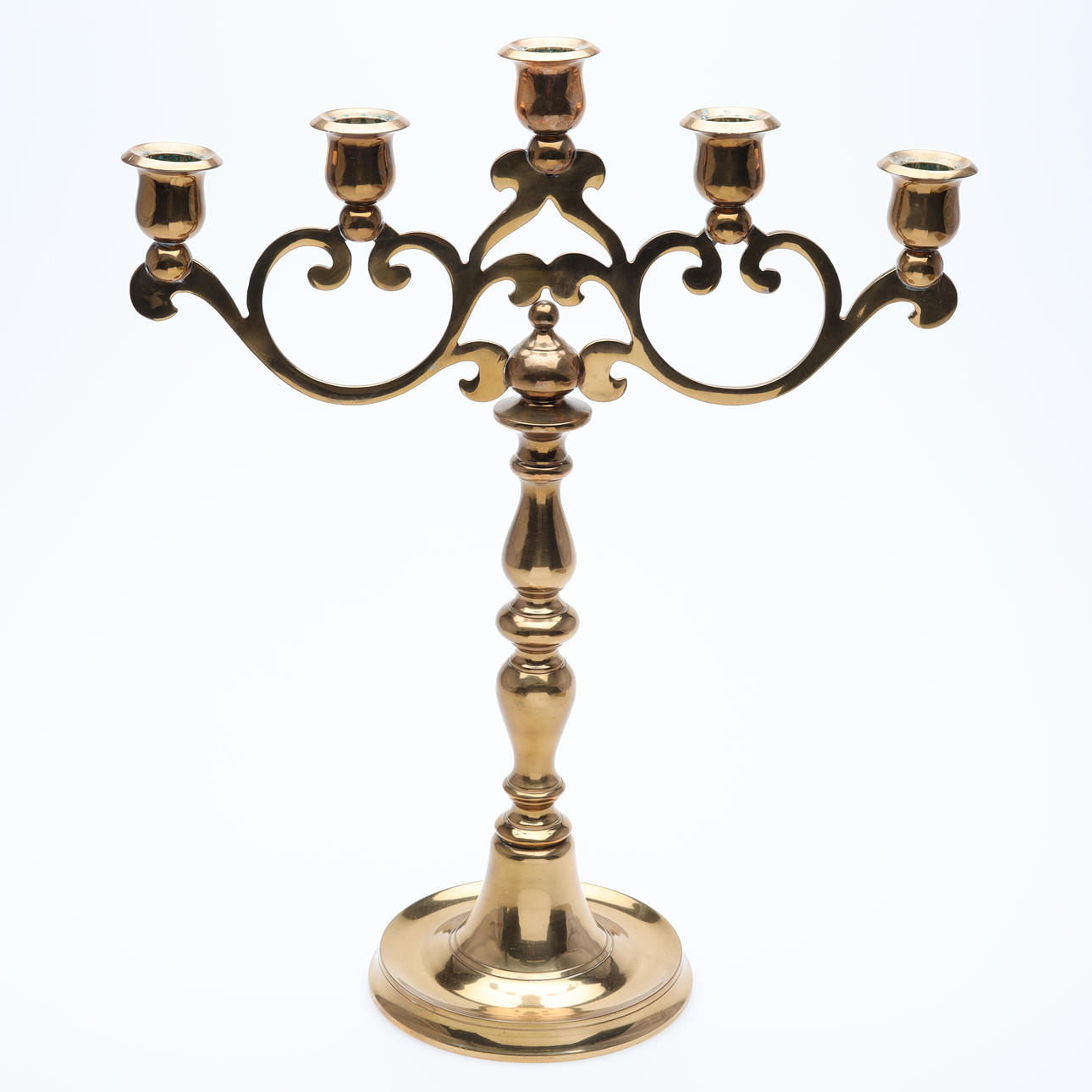 KERZENHALTER, fünfarmig, Messing.