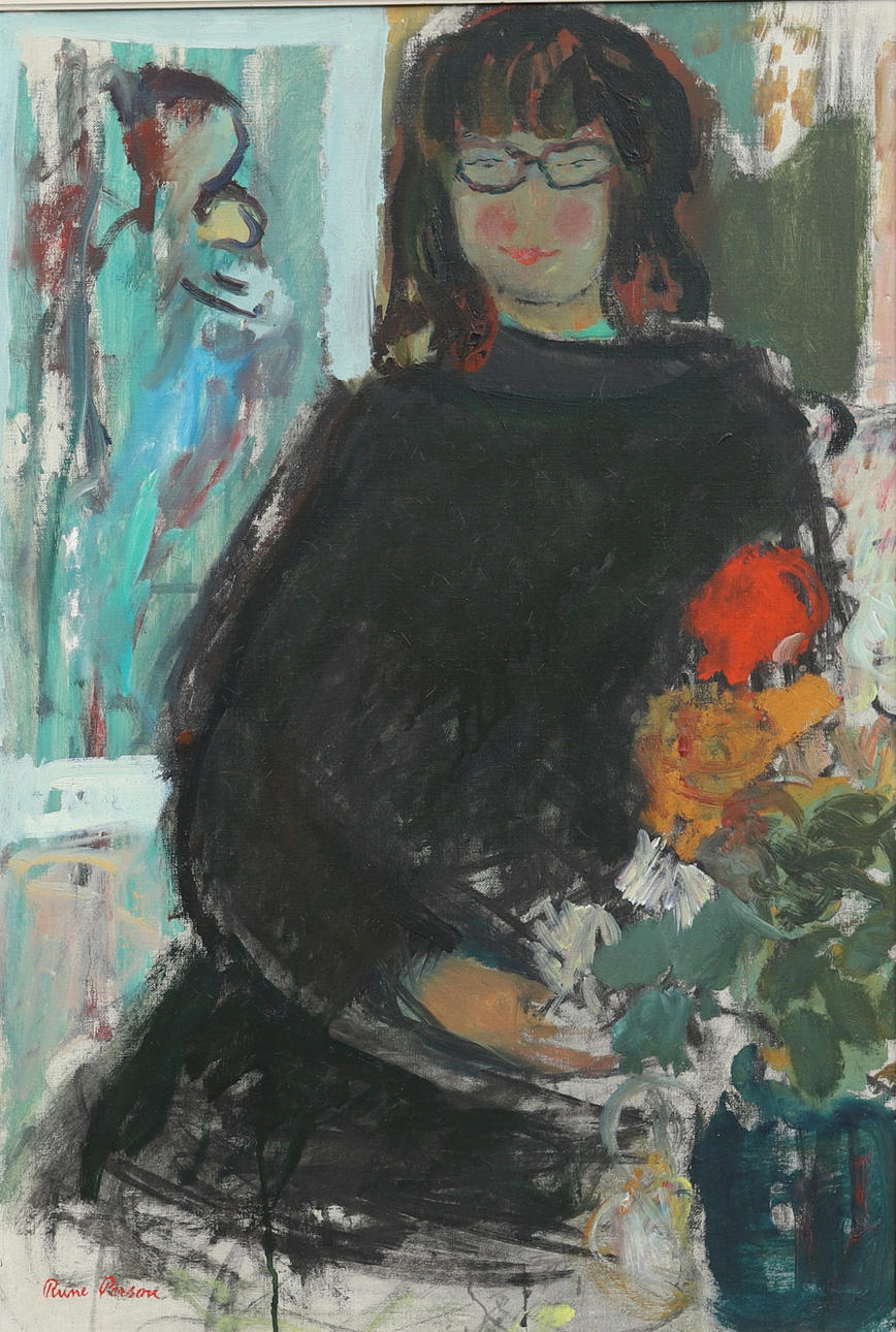 RUNE PERSON. "Viola", oil on canvas, signed.