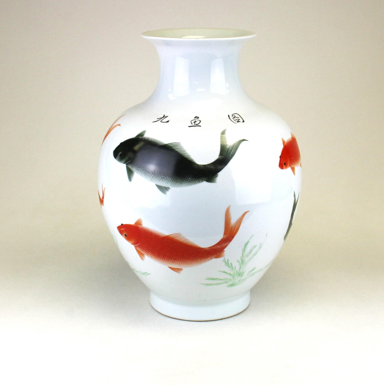 JARRON GRANDE DECORADO CARPA KOI CHINA.