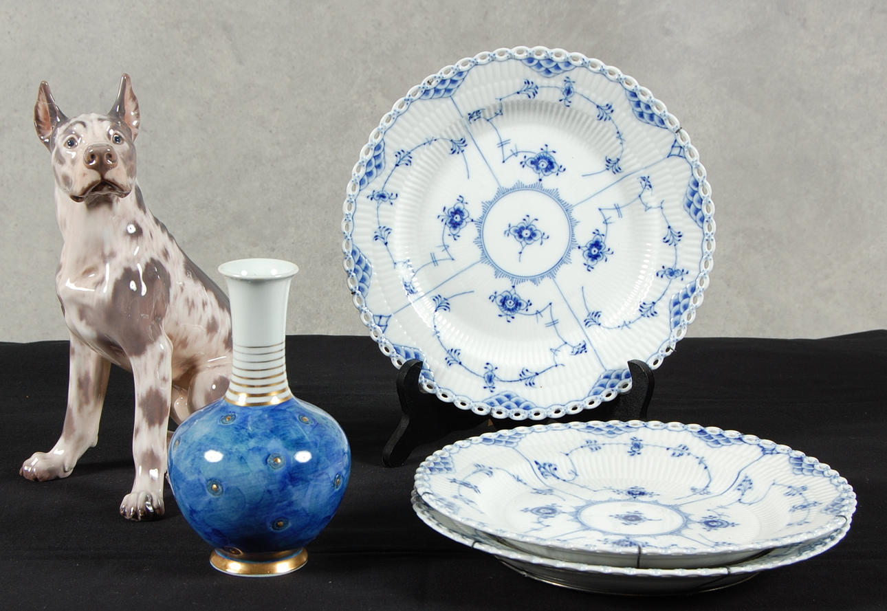 DANSKT PORSLIN, 5 delar, Royal Copenhagen, Dahl Jenssen.