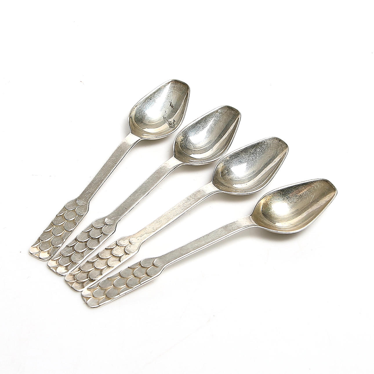 KAFFESKEDAR, 4 st, 925 sterling silver, OS, Sigvard Bernadotte, Sporrong. Vikt 65 gram.