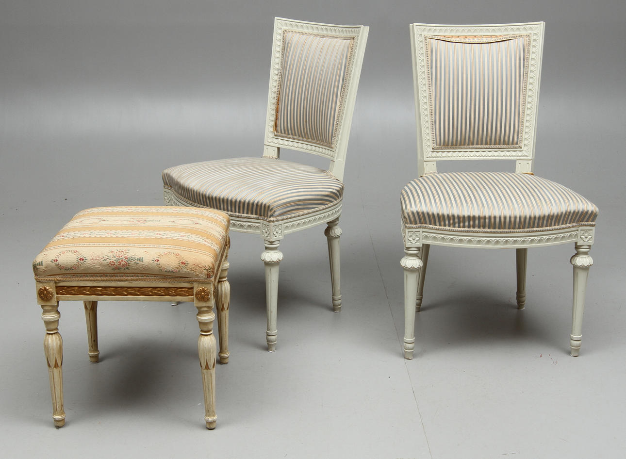 STOLAR, 1 par, TABURETT, gustaviansk stil, 1900-tal.