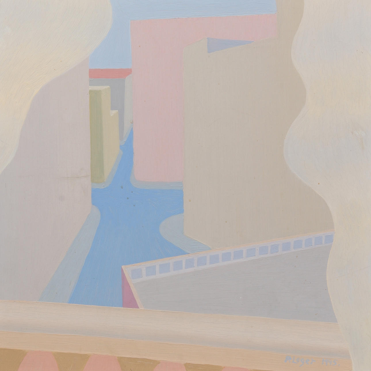 PAUL LAGER. Olja på pannå, signerad P. Lager samt daterad 1945.