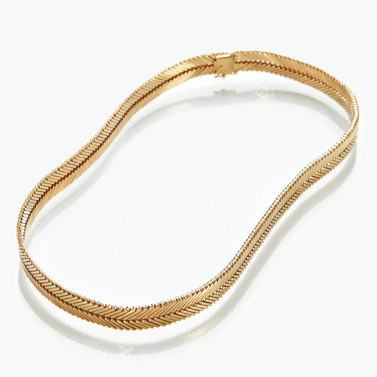 COLLIER, 18 k guld, halvstel länk, importstämpel.