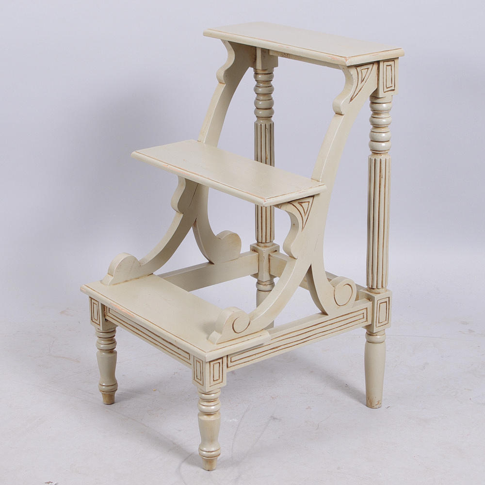 BIBLIOTEKSSTEGE, viktoriansk stil, gråmålad, samtida.