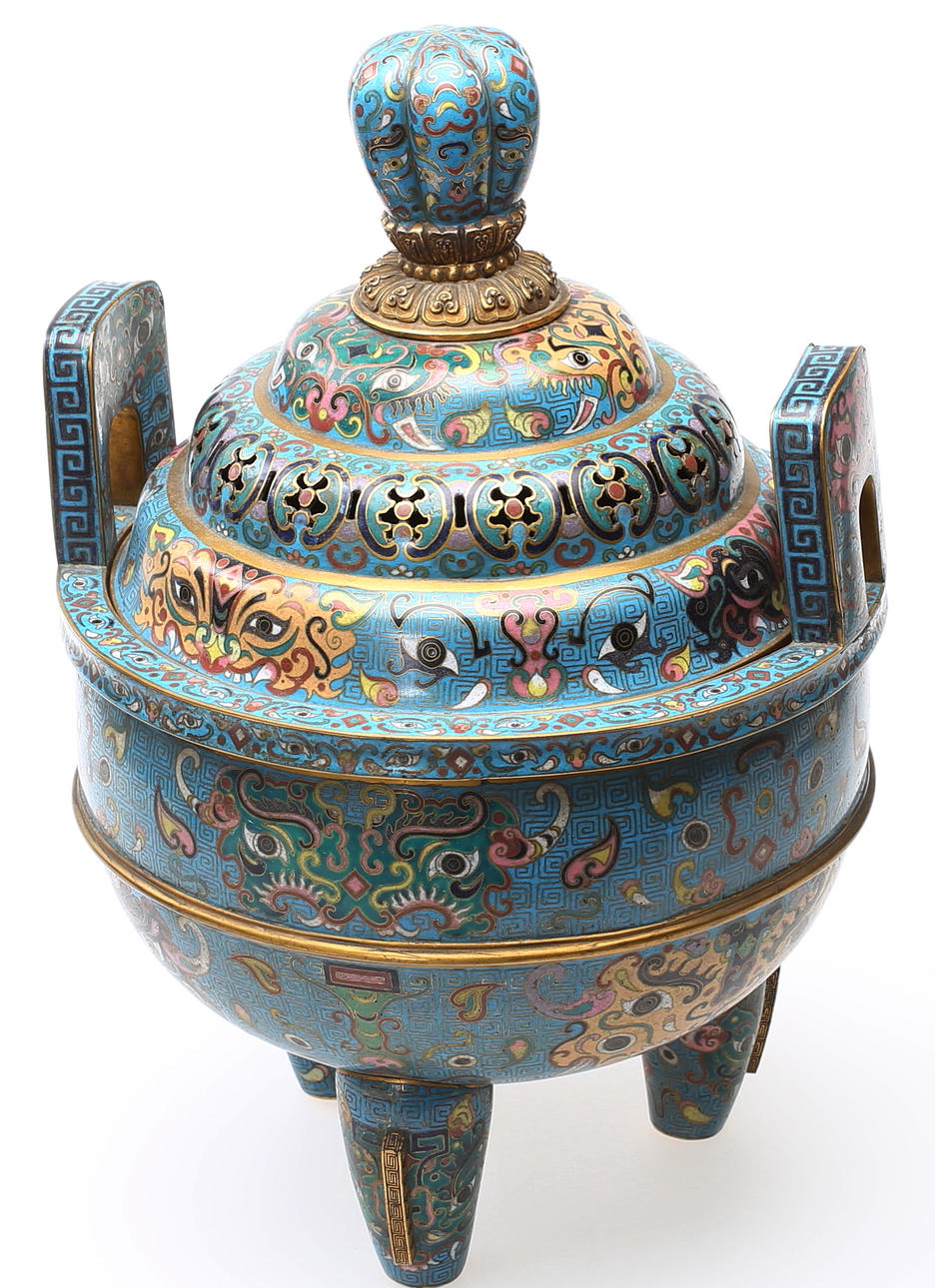 RÖKELSEBRÄNNARE, Cloisonné, Kina, 18/19 århundrade.