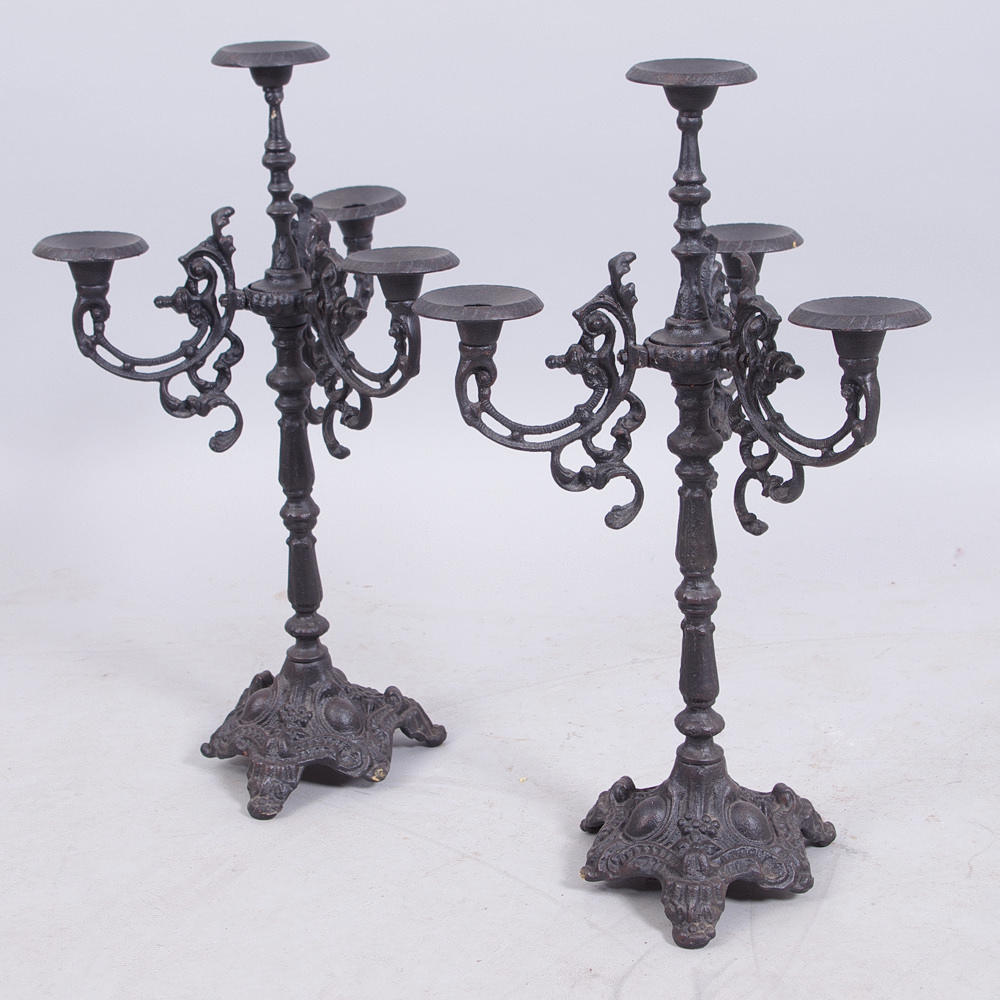 KANDELABER, 4-armad, gjutjärn, samtida.